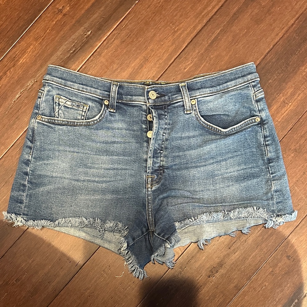 7 for all Mankind Denim Frayed Hem Women Shorts